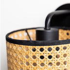 Muto Rustic Cylindrical Rattan/Metal Wall Lamp, Brown