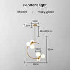 Valentina Modern Glass Globe Pendant Light, Metal & Glass, 3 Style