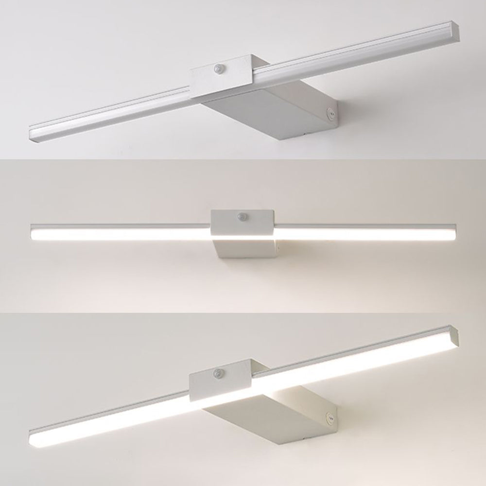 Arisha Minimalist Linear Metal Wall Lamp, Black/White, Bathroom