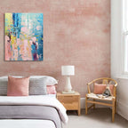 Vibrant Impasto Oil Painting Blue Pink Yellow