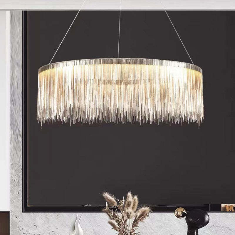 Arisha Tassel Chain Art Deco Pendant Light Silver/Gold Living Room/Hall