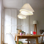 Ritta Minimalist Double Overlap Fabric LED Pendant Light, White