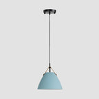 Valentina Modern Frisbee Shaped Metal Pendant Light, Black/White
