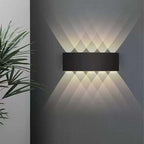 Tronix Modern Rectangular Metal Outdoor Wall Lamp, Black/White, Water-wave