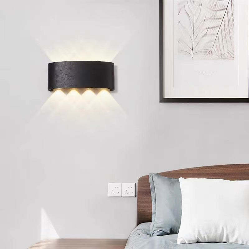 Tronix Modern Rectangular Metal Outdoor Wall Lamp, Black/White, Water-wave