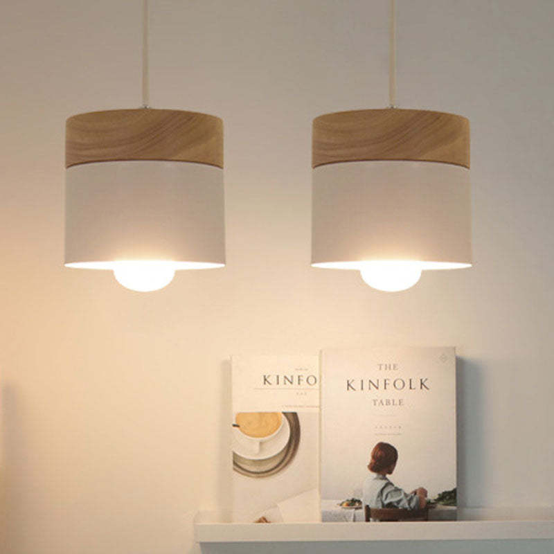 Valentina Modern Can Shape Metal/Wood Pendant Light