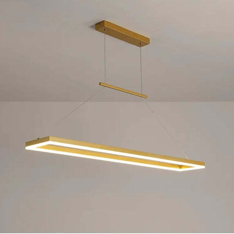Gloen Modern Rectangular Hanging Pendant Light, Gold/Coffee