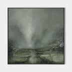 Misty Sage Green Landscape Painting