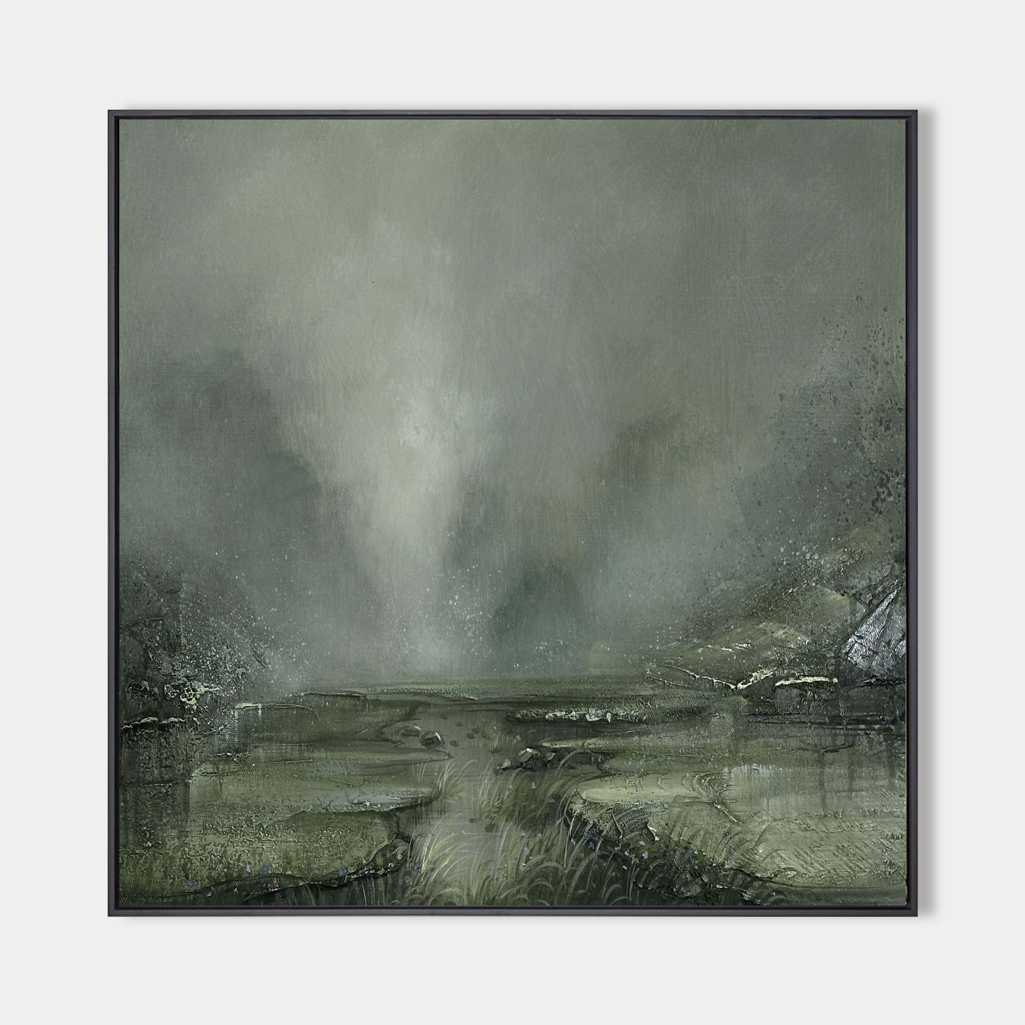 Misty Sage Green Landscape Painting