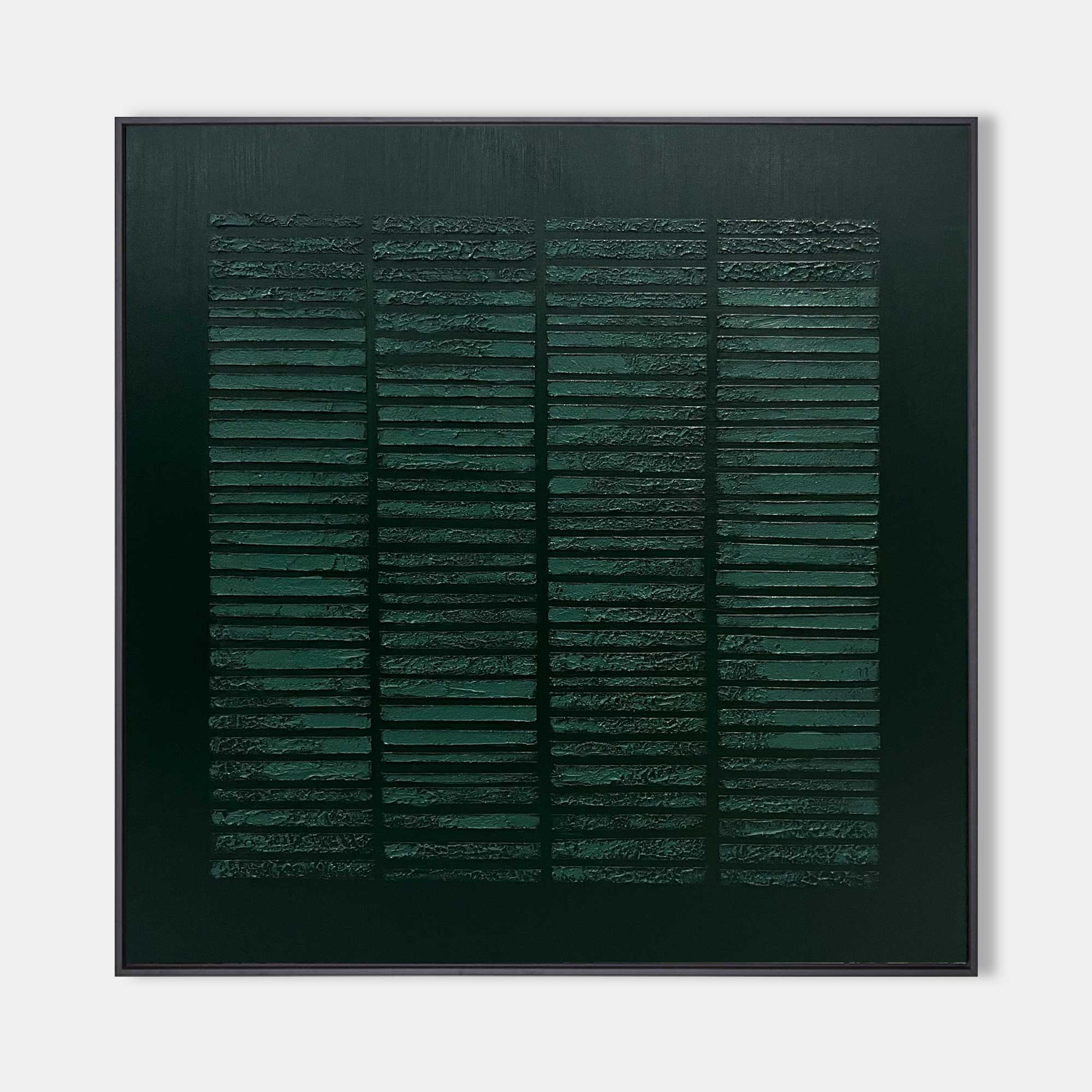 Deep Teal Textured Striped Abstract Oil Painting