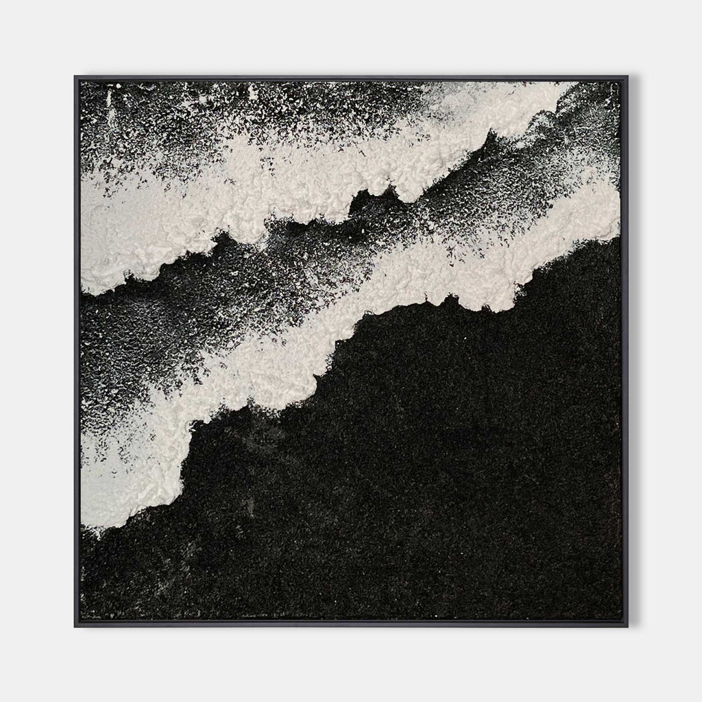 Plaster Art Black White Textured Painting