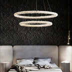 Kristy Art Deco Chandelier, Metal & Crystal, 1/2/3 Ring