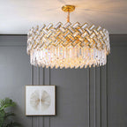 Kristy Luxury Gold Chandelier, Crystal & Metal