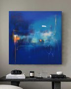 Expressionist Deep Blue Painting Vibrant Modern Wall Art