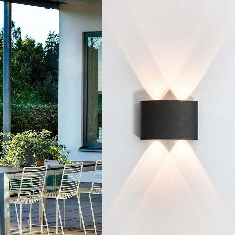 Tronix Modern Rectangular Metal Outdoor Wall Lamp, Black/White, Water-wave
