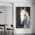 Nocturnal White Horse Portrait Painting