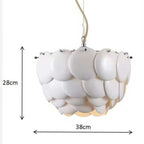 Arisha Wihte Art Deco Chandelier Light Fixture, Ceramic Leaf & Metal