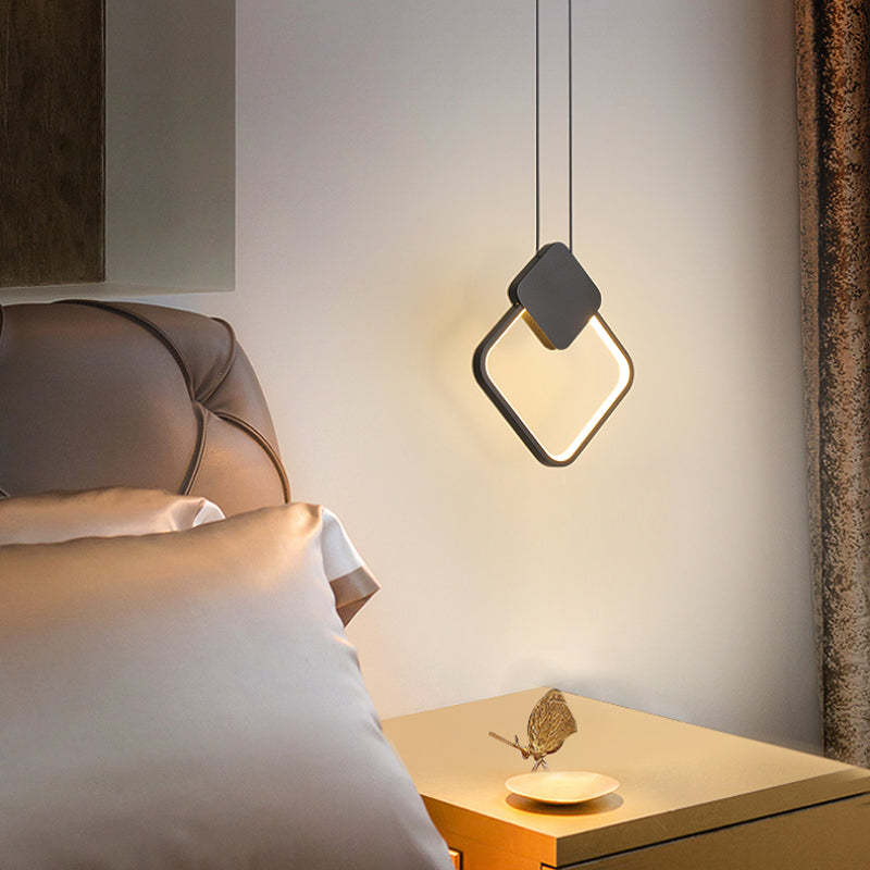 Doria Modern LED Pendant Light Black/White Metal Living Room