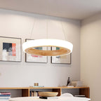Muto Modern Ring Wood Pendant Light