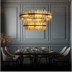 Kristy Industrial Chandelier Cylindrical Metal Black Gold Living Room
