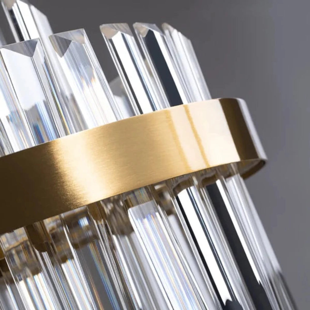 Kristy Modern Tiered Crystal LED Chandelier in Brass Living Room