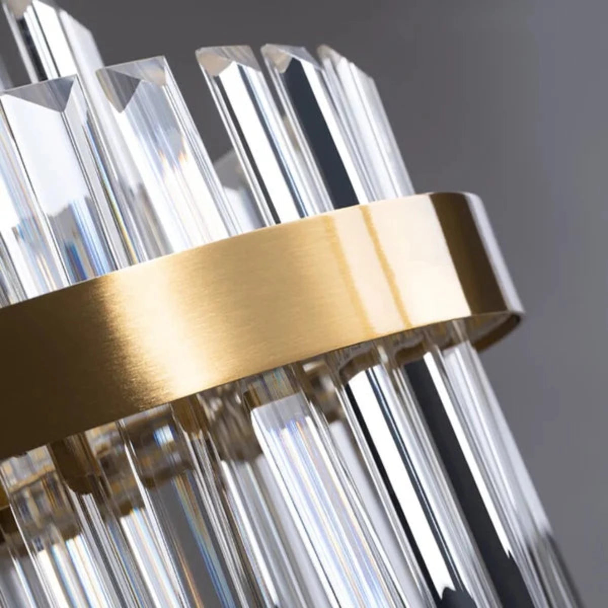 Kristy Modern Tiered Crystal LED Chandelier in Brass Living Room