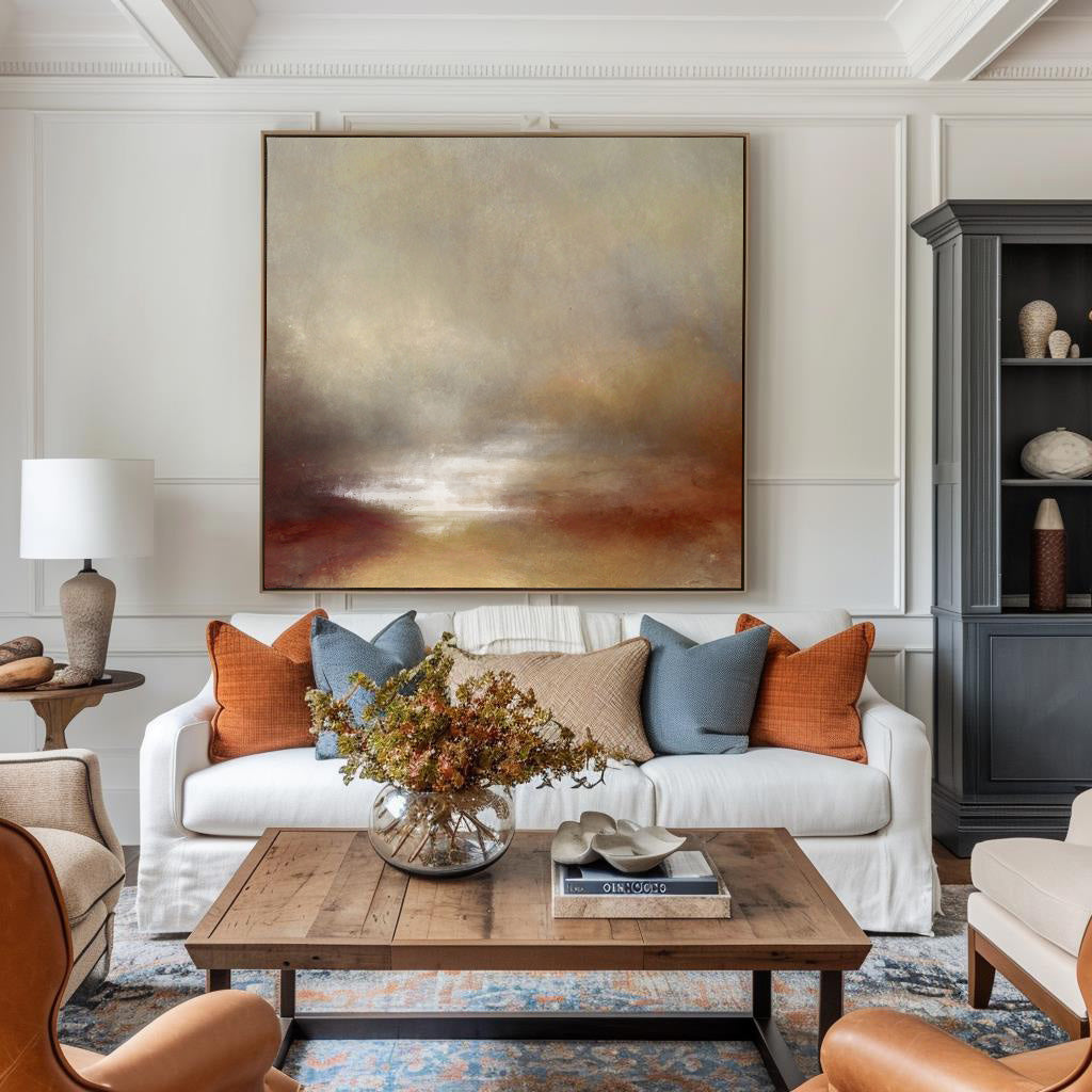 Wabi-Sabi Neutral Landscape Abstract Oil Painting