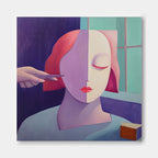 Surreal Haircut Portrait Oil Painting