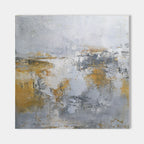 Wabi-Sabi Gold & Gray Abstract Oil Painting