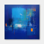 Abstract Expressionist Blue And Orange Painting