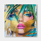 Golden Tropical Woman Portrait Oil Painting