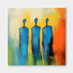 Three Blue Figures Modern Minimalist Wall Art