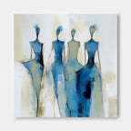 Four Feminine Figures In Blue And Gold Wall Art