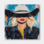 Red Lip Cowgirl Pop Art Portrait Colorful