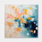 Geometric Pixel Painting Soft Pink Blue