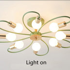 Arisha Elegant Metal/Glass Flush Mount Ceiling Light, Grey/Green
