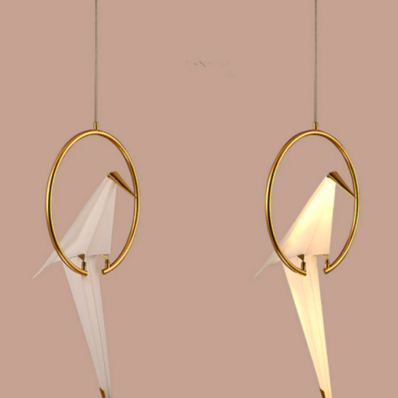 Arisha Modern Nordic Post Modern Bird Pendant Light, White/Clear