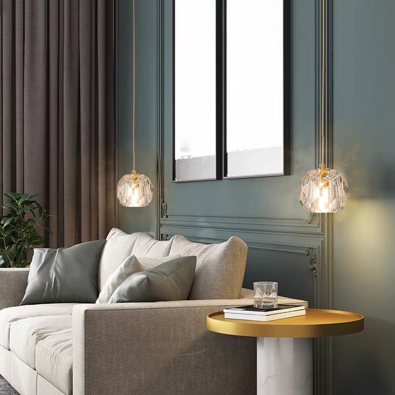 Kristy Diamond Facet Golden Pendant Light, Metal/