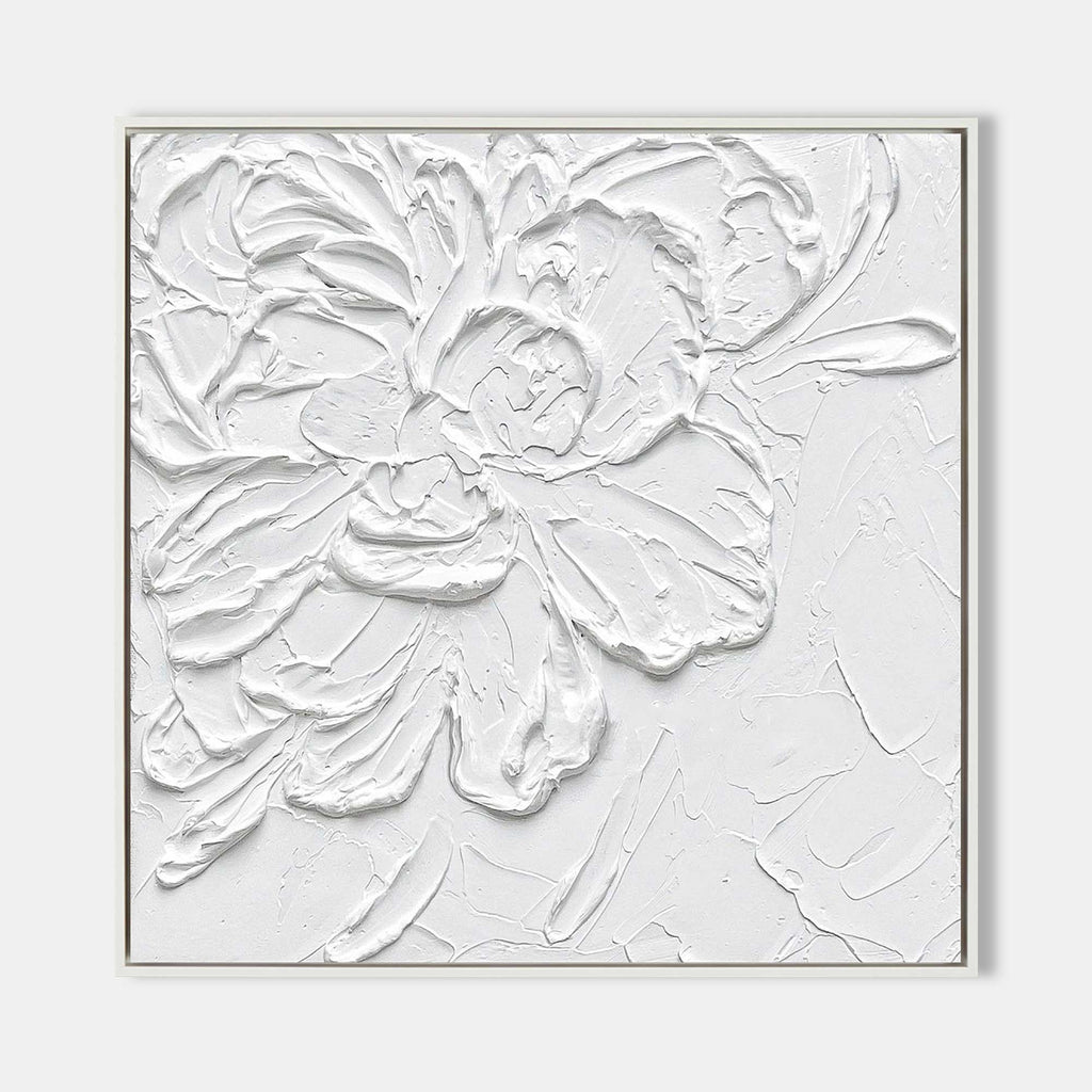 3D White Floral Impasto Painting