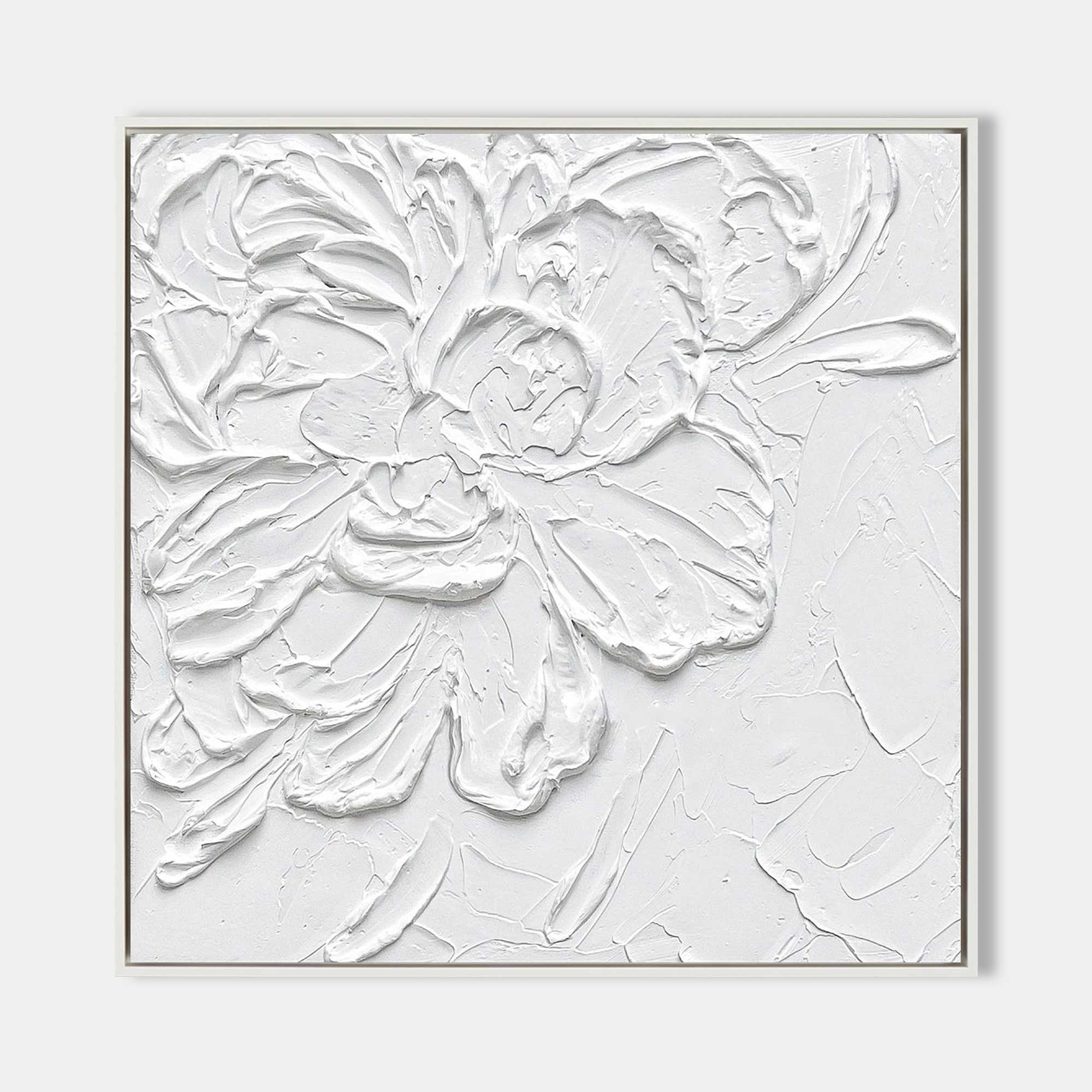 3D White Floral Impasto Painting