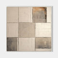 Wabi-Sabi Neutral Toned Textured Grid Block Oil Painting