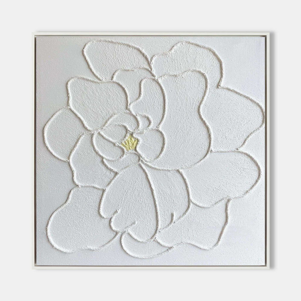 Plaster Art Texture White Textured Flower Painting
