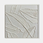 Plaster Art White 3D Leaf Texture Painting