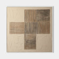 Wabi-Sabi Neutral Toned Textured Grid Panel Oil Painting