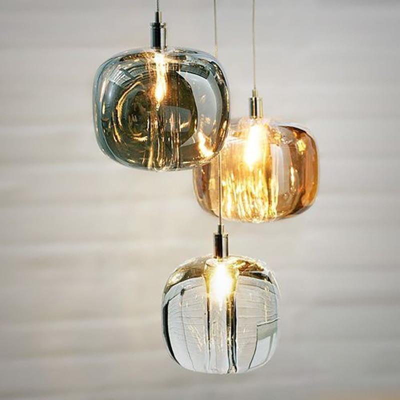 Valentina Modern Bubble Glass LED Pendant Light, Amber/Clear/Gray
