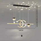 Arisha Pendant Light Double-C, Gold/Black Starry-sky