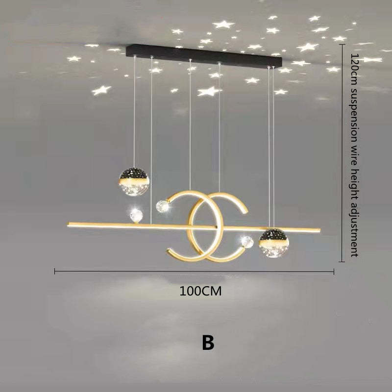 Arisha Pendant Light Double-C, Gold/Black Starry-sky