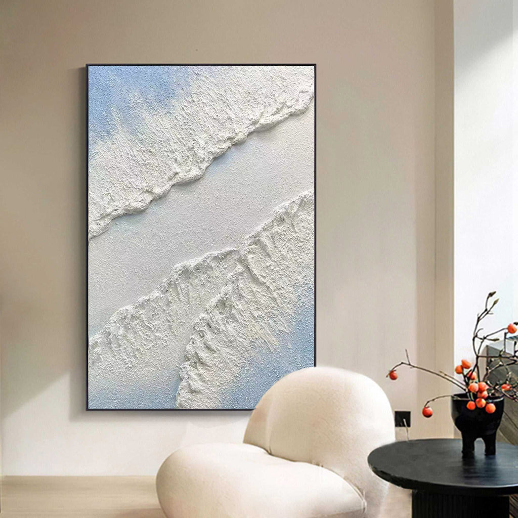 Textured Coastal Waves Abstract Painting