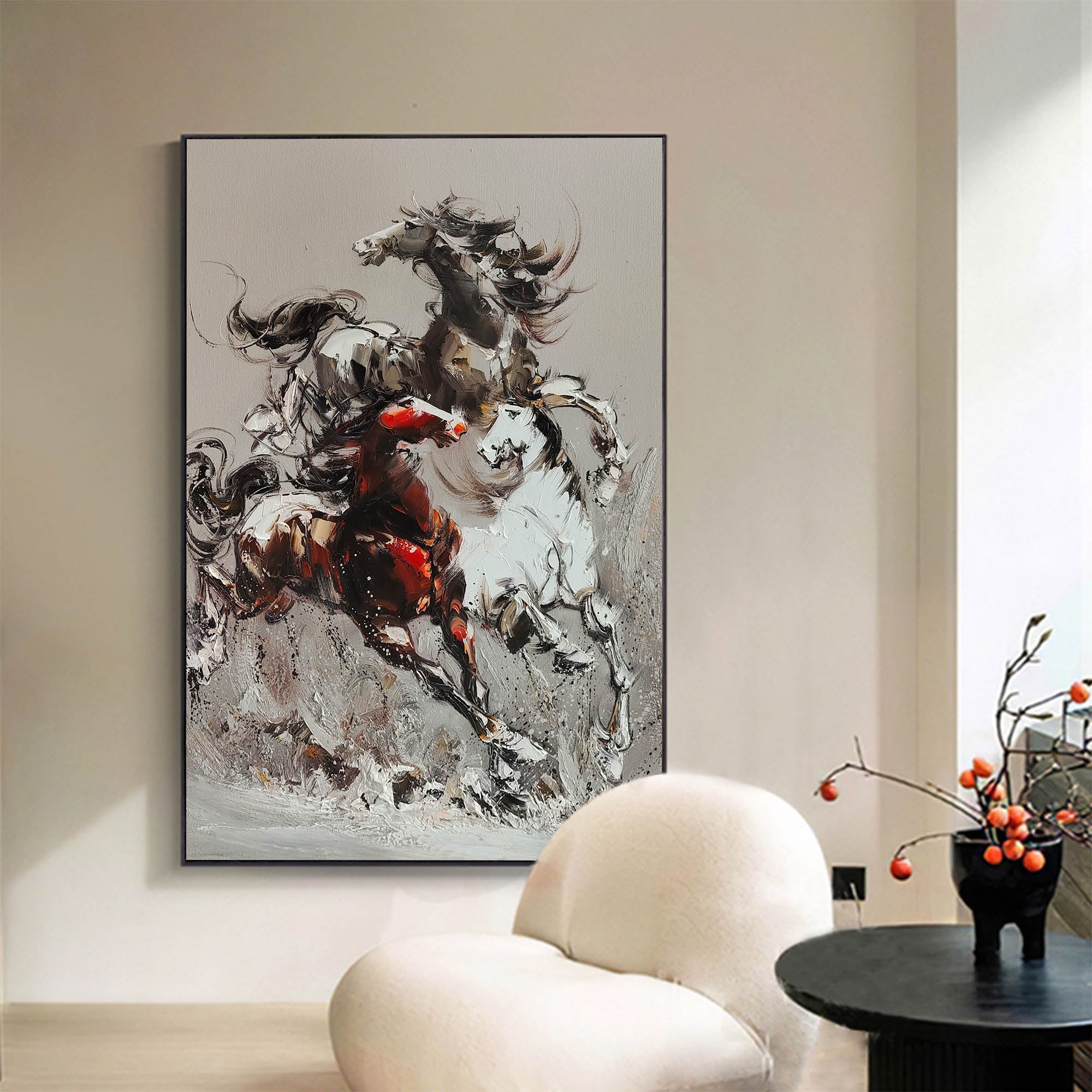 Dynamic Galloping Horses Oil Painting