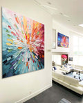 3D Textured Burst Abstract Painting Vibrant Color